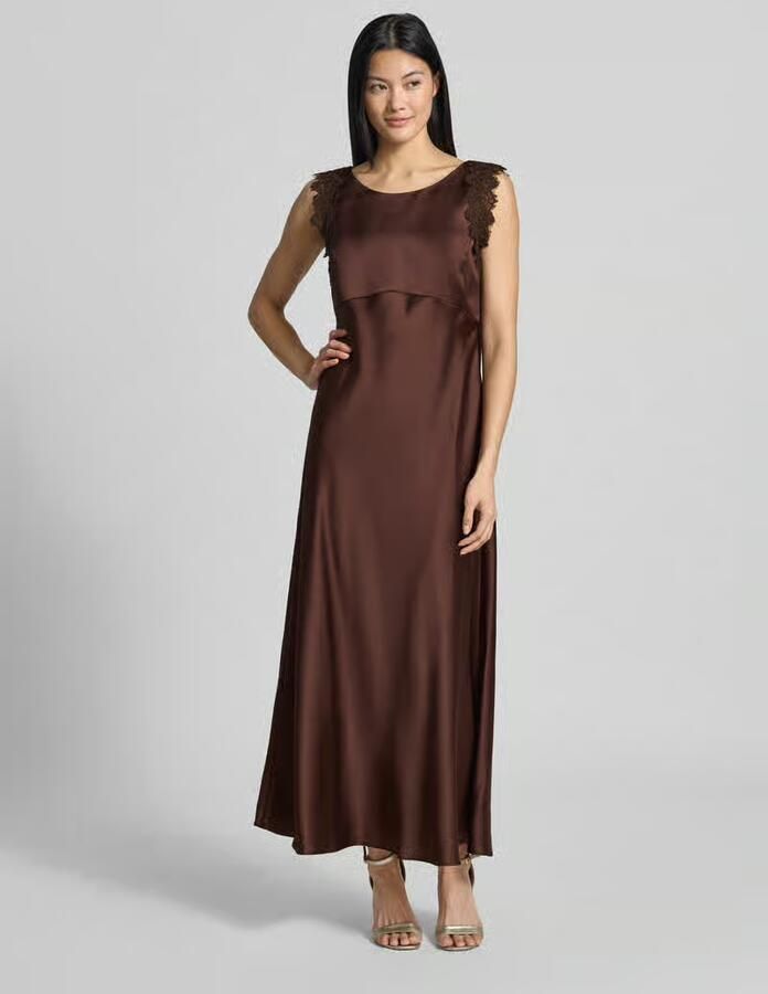 LUISA CERANO Midi-jurk van satijn met kant - Foto 2
