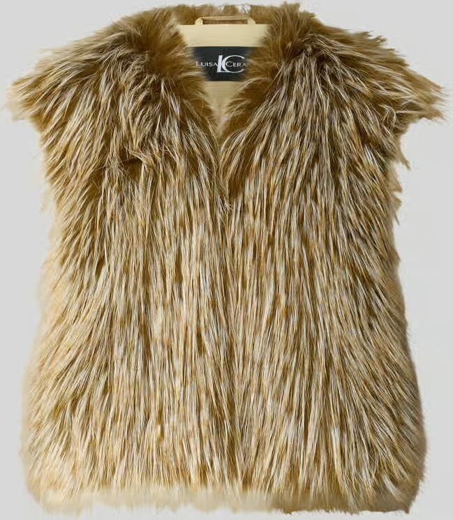 LUISA CERANO Mouwloze bodywarmer van imitatiebont met V-hals