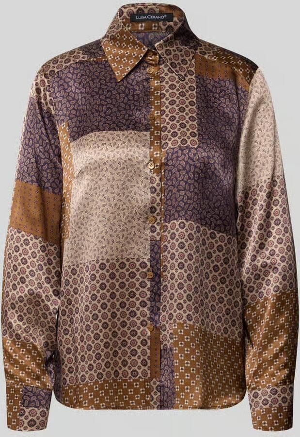 LUISA CERANO Regular fit blouse van zijde in allover-look