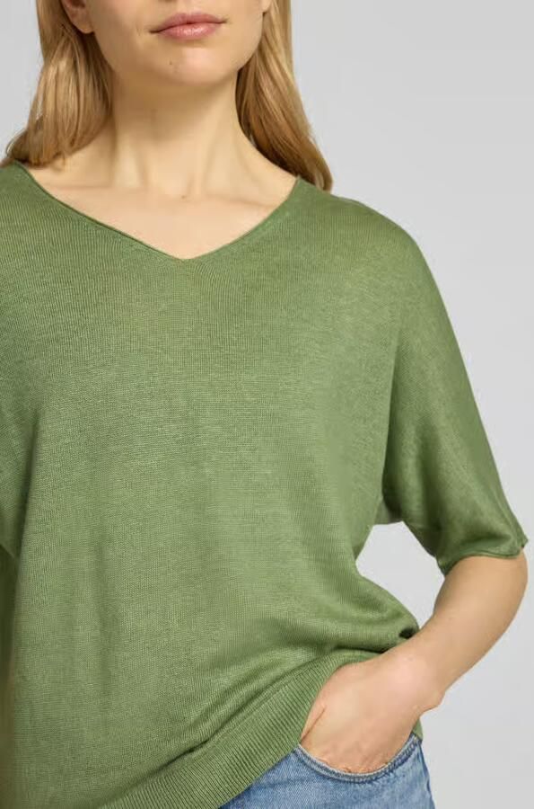 LUISA CERANO relaxed fit gebreid shirt van puur linnen in tricotlook