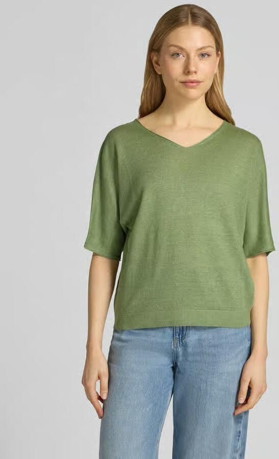 LUISA CERANO relaxed fit gebreid shirt van puur linnen in tricotlook - Foto 2