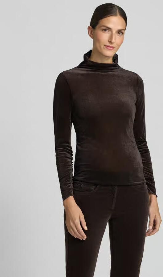 LUISA CERANO shirt met lange mouwen met plooien en opstaande kraag - Foto 3