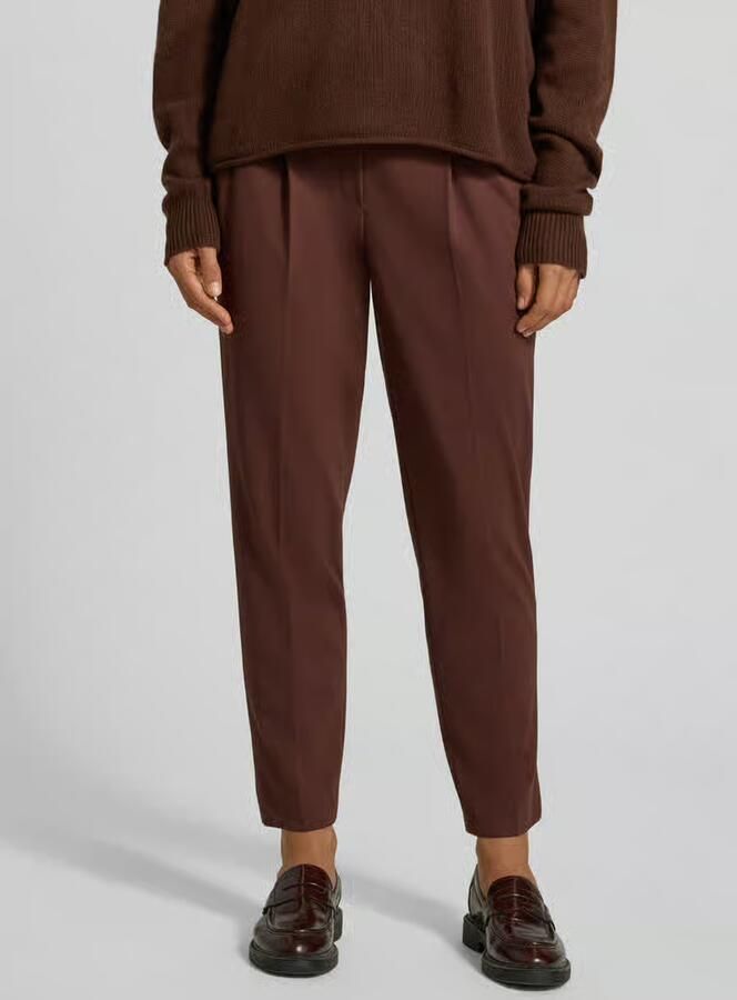 LUISA CERANO Straight fit broek van viscosemix met bandplooien - Foto 2