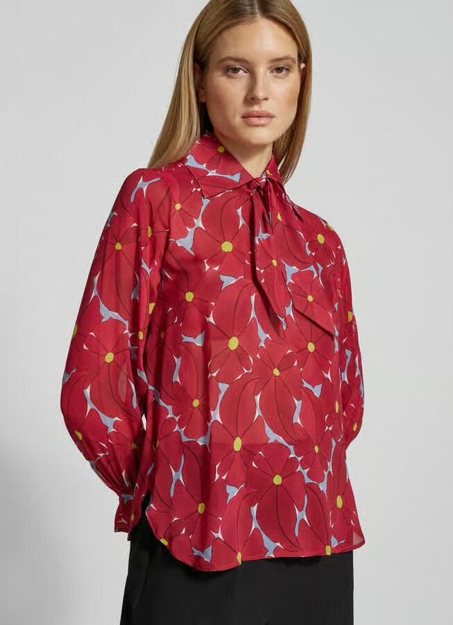 LUISA CERANO Strikblouse van viscose met strikkraag - Foto 2