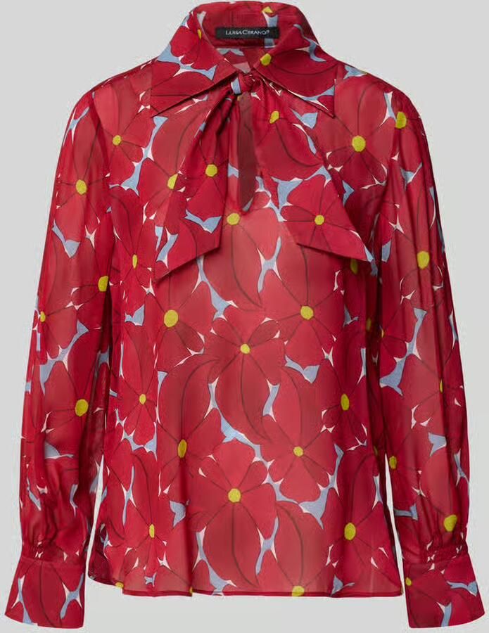 LUISA CERANO Strikblouse van viscose met strikkraag