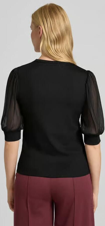 LUISA CERANO T-shirt in riblook met ronde hals