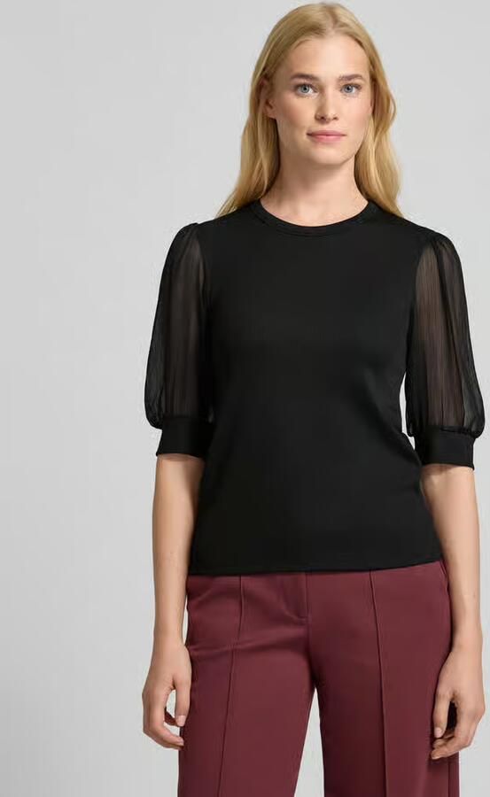 LUISA CERANO T-shirt in riblook met ronde hals - Foto 2