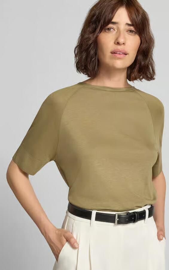 LUISA CERANO T-shirt van lyocell-katoenmix met ronde hals - Foto 2