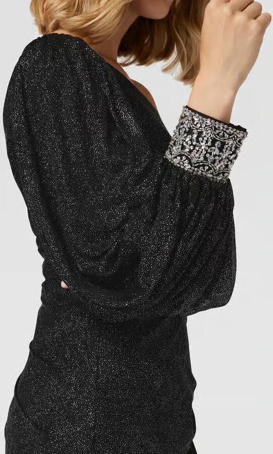 LUXUAR FASHION Asymmetrische cocktailjurk met glanzende garnering