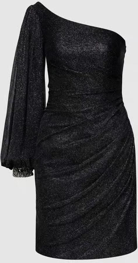 LUXUAR FASHION Asymmetrische cocktailjurk met glanzende garnering - Foto 2
