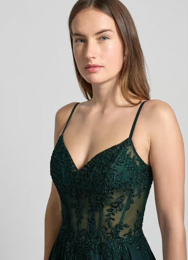 Luxuar Regular fit avondjurk met gebloemde kant