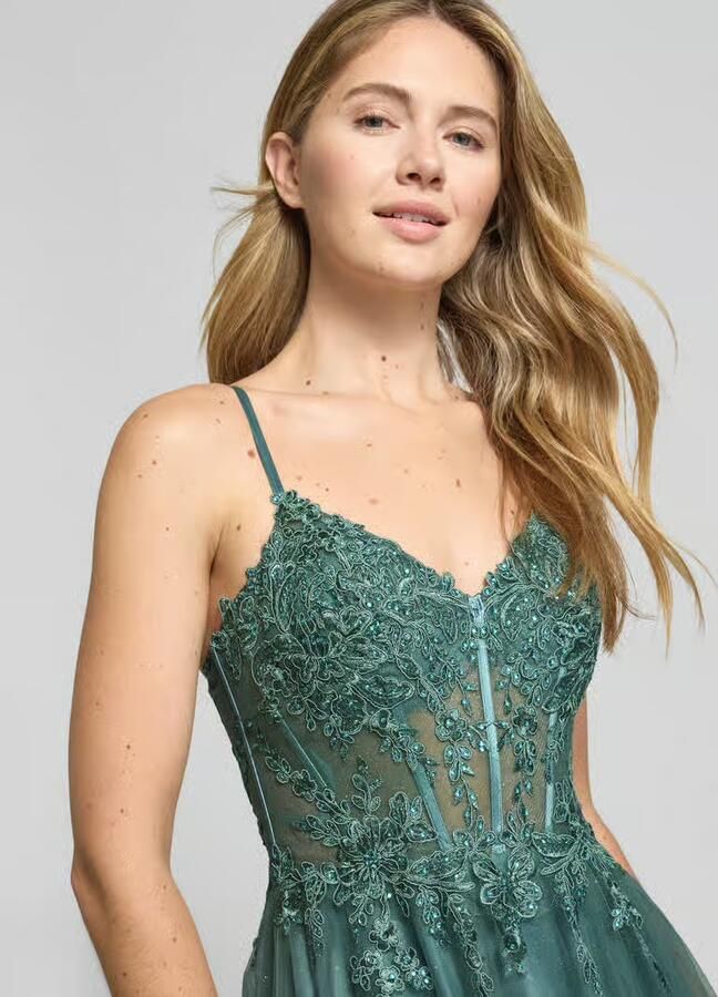 LUXUAR FASHION Avondjurk met florale siersteentjes - Foto 2