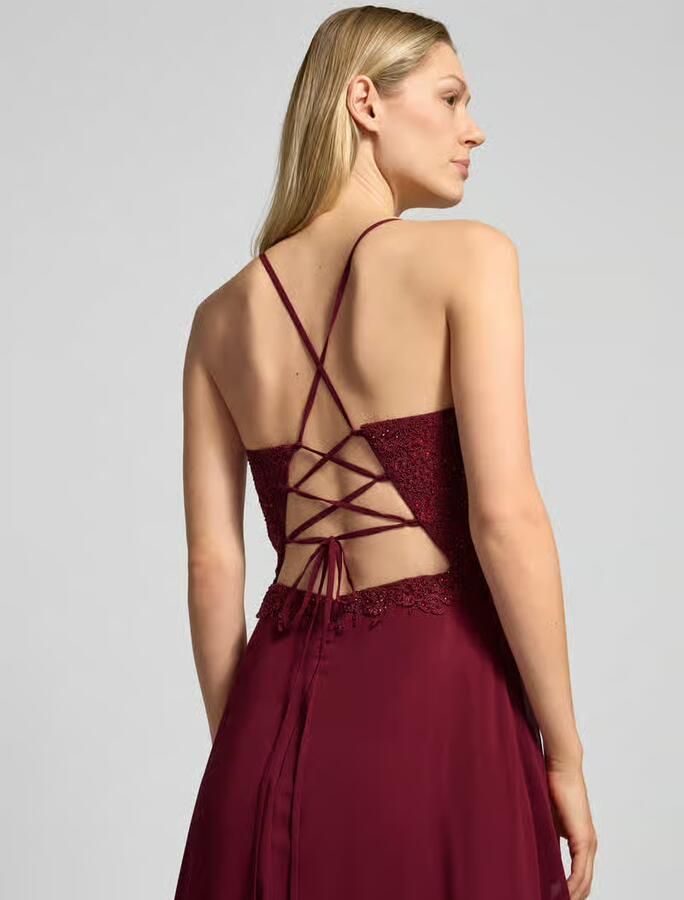 LUXUAR FASHION Avondjurk met florale siersteentjes