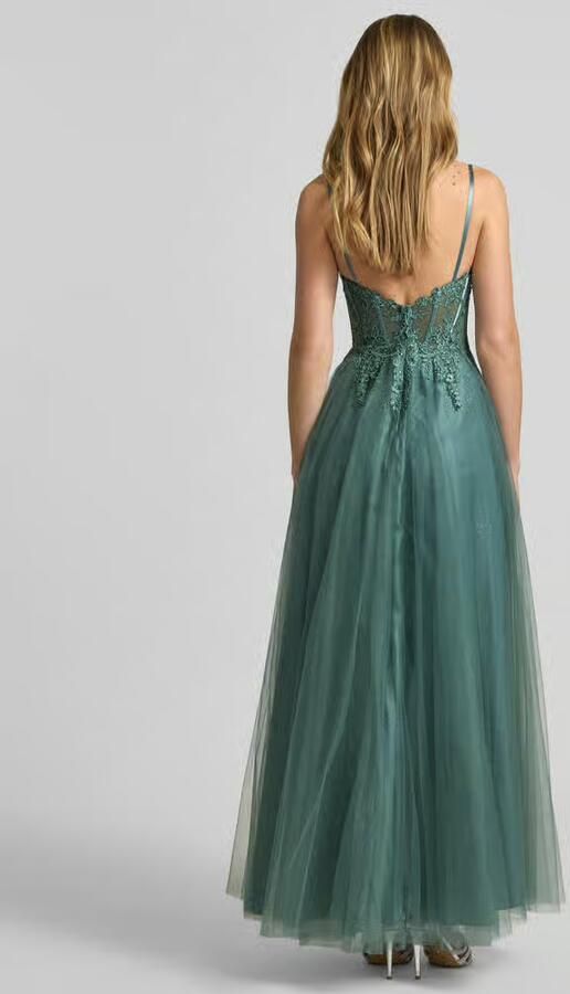 LUXUAR FASHION Avondjurk met florale siersteentjes - Foto 3