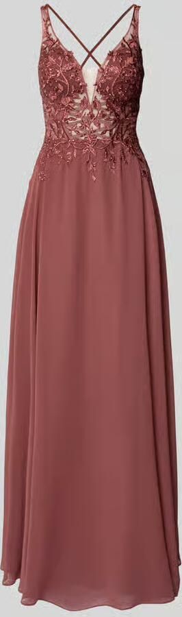 LUXUAR FASHION Avondjurk met kant en met strass-steentjes - Foto 3
