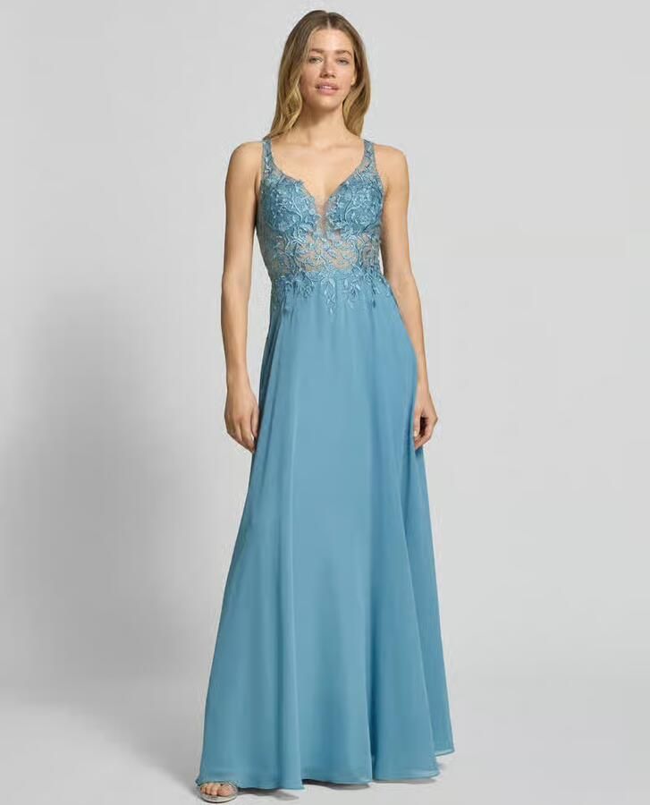 LUXUAR FASHION Avondjurk met kant en met strass-steentjes - Foto 2