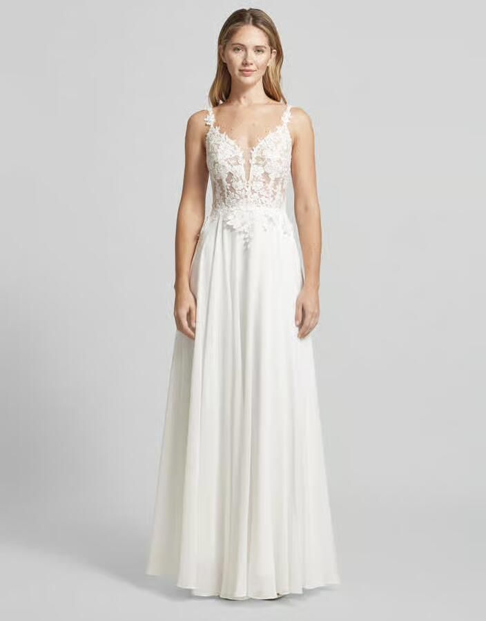 LUXUAR FASHION Avondjurk met kant en V-hals - Foto 2