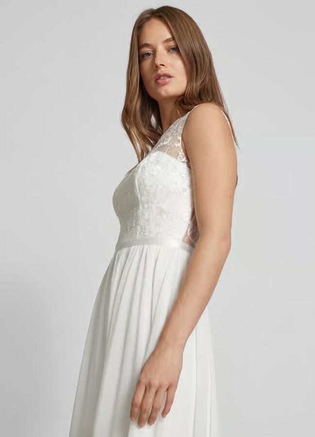 LUXUAR FASHION Bruidjurk met kant en tailleband