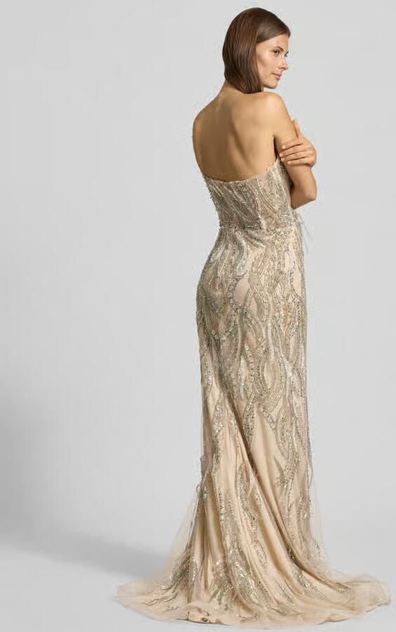 LUXUAR FASHION Avondjurk met One-shoulder band en Veren - Foto 3