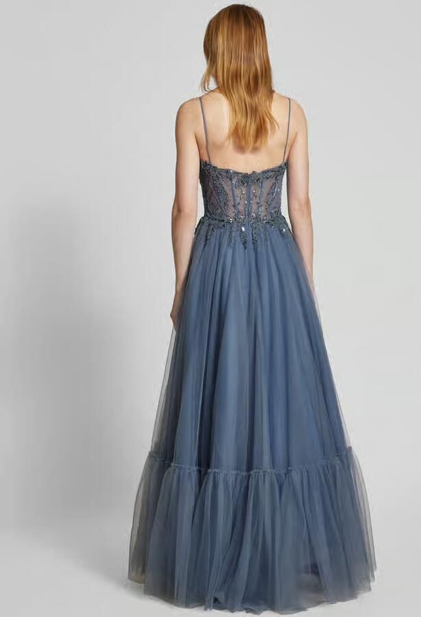 LUXUAR FASHION Avondjurk met siersteentjes en pailletten