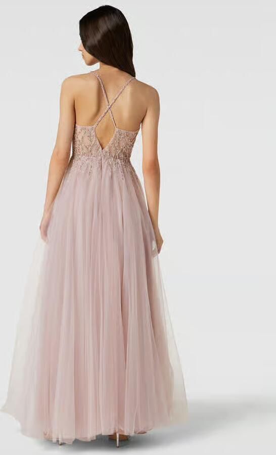 LUXUAR FASHION Avondjurk met siersteentjes en pailletten - Foto 5