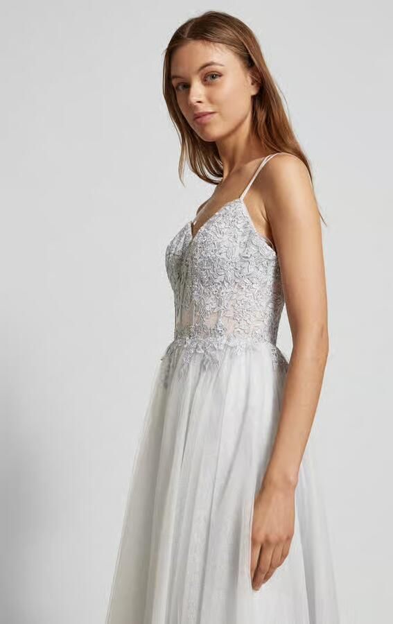 Luxuar Avondjurk van mesh met strass-steentjes - Foto 2
