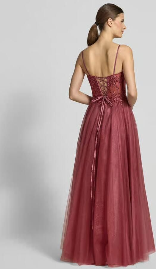 LUXUAR FASHION Avondjurk met stitchings en met siersteentjes - Foto 3