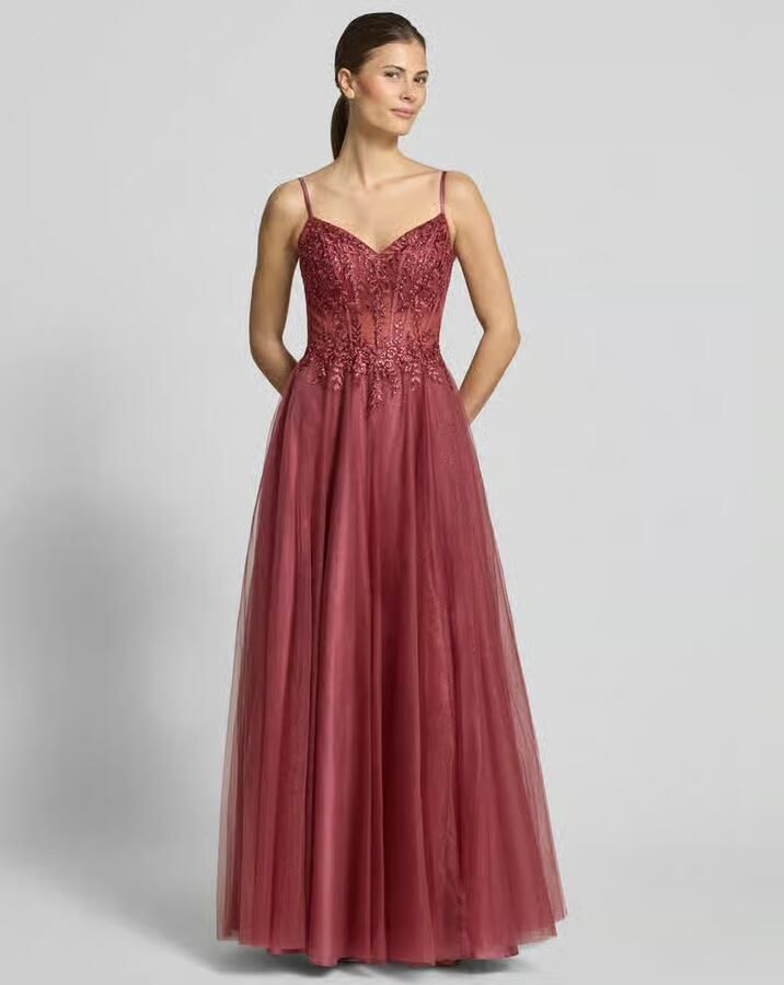LUXUAR FASHION Avondjurk met stitchings en met siersteentjes - Foto 2