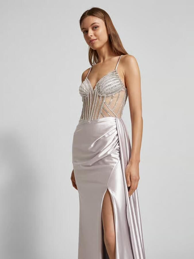 LUXUAR FASHION Avondjurk met strass-steentjes
