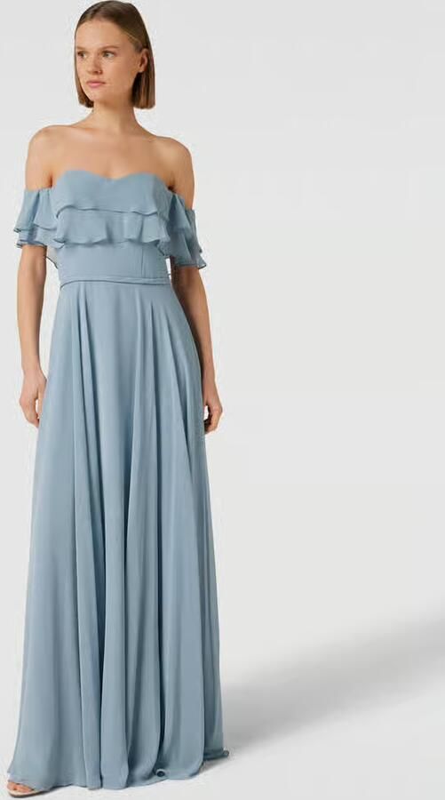 Luxuar Off shoulder-avondjurk van chiffon - Foto 2