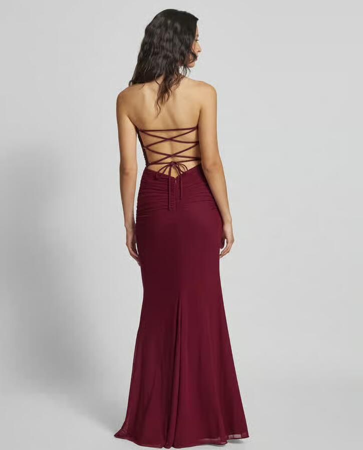 LUXUAR FASHION Avondjurk met vetersluiting aan de achterkant en plooien