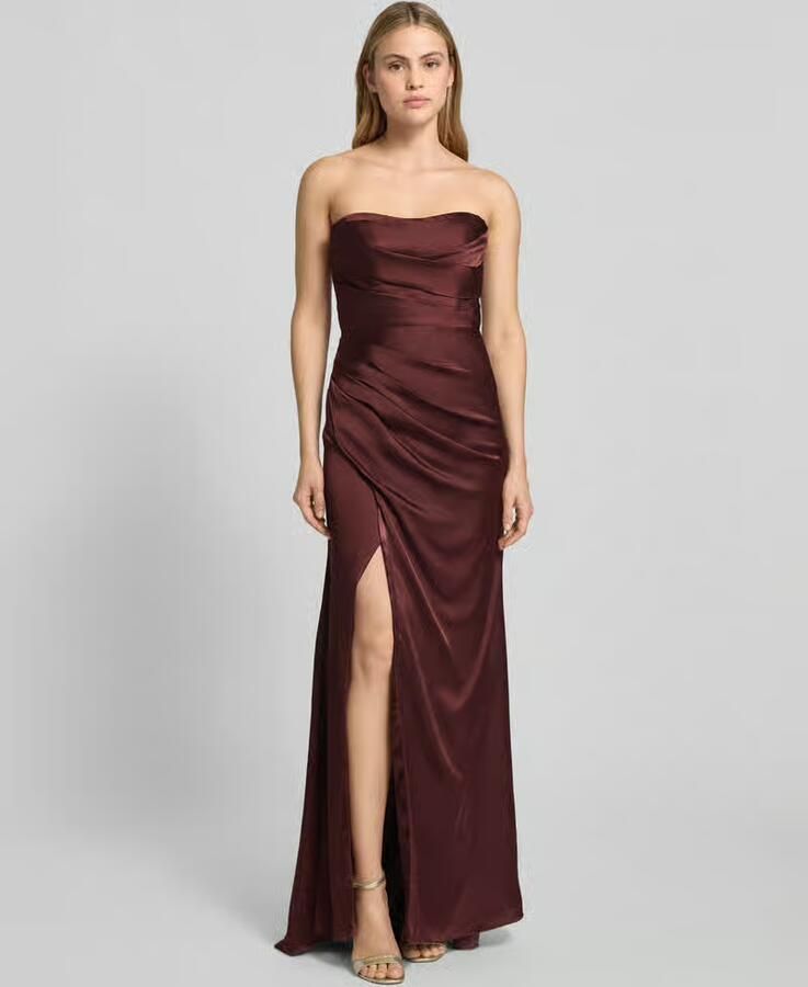 LUXUAR FASHION Avondjurk van satijn in off shoulder-look met loopsplit - Foto 2
