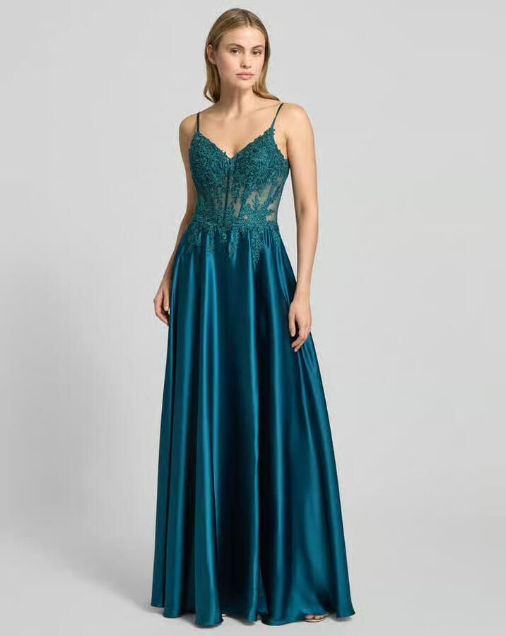 LUXUAR FASHION Avondjurk van satijn met kant - Foto 2