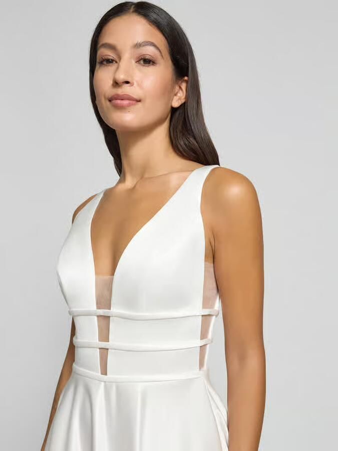 LUXUAR FASHION Avondjurk van satijn met steekzakken