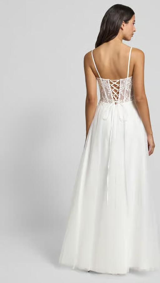 LUXUAR FASHION Avondjurk van tule met bloemenstitchings - Foto 2