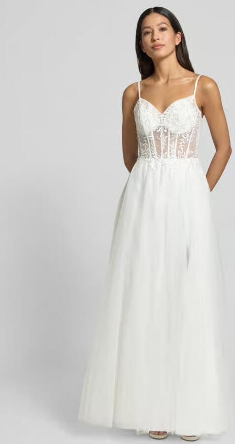 LUXUAR FASHION Avondjurk van tule met bloemenstitchings - Foto 3