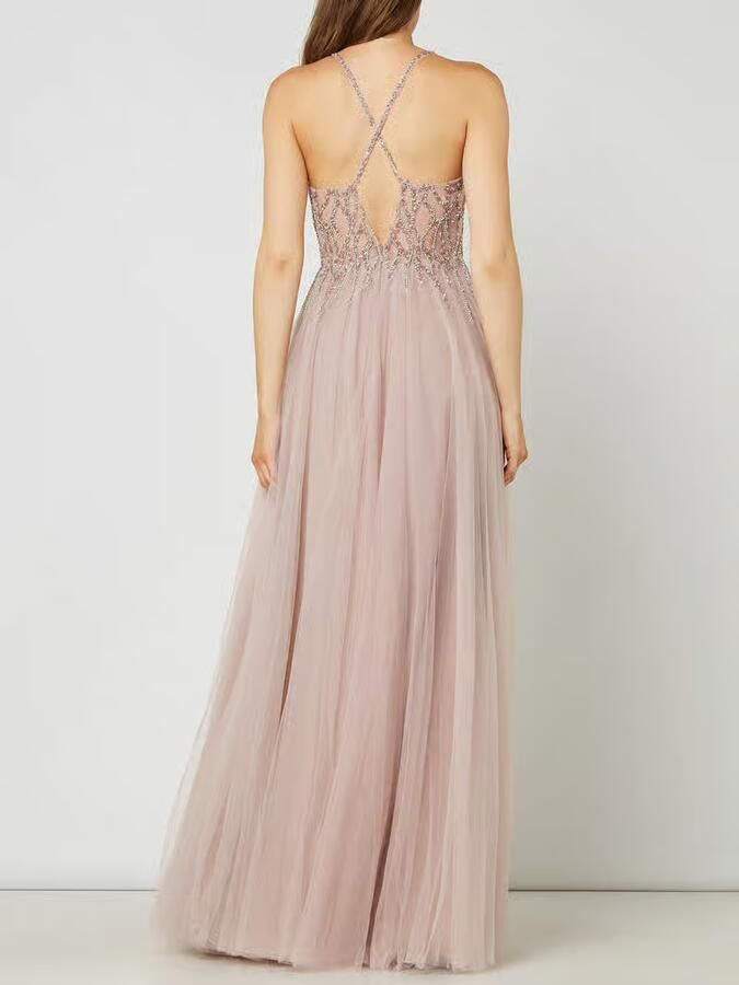 LUXUAR FASHION Avondjurk met siersteentjes en pailletten - Foto 3