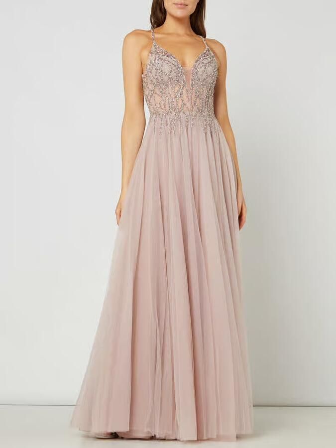 LUXUAR FASHION Avondjurk met siersteentjes en pailletten - Foto 4