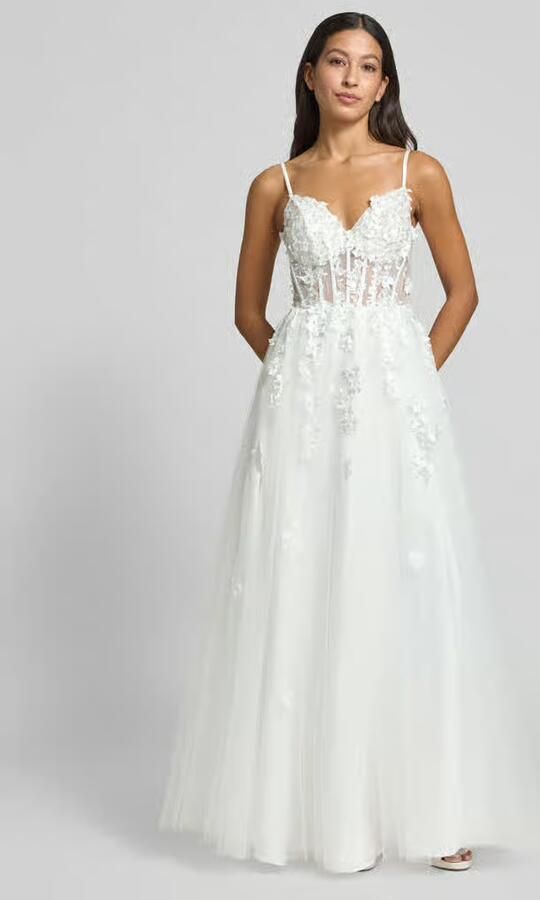 LUXUAR FASHION Avondjurk van tule met vetersluiting aan de achterkant - Foto 2