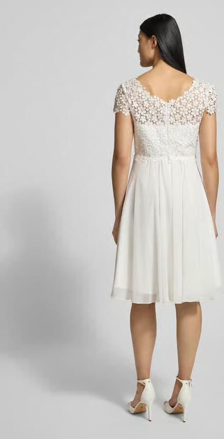 LUXUAR FASHION Bruidjurk met ronde hals en parels