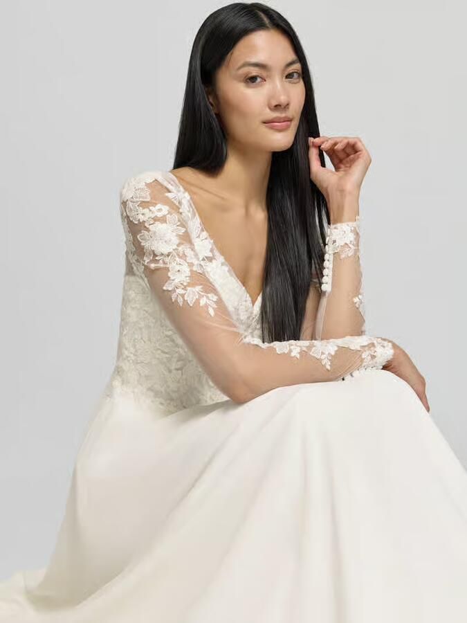 LUXUAR FASHION Bruidjurk met stitchings en v-hals