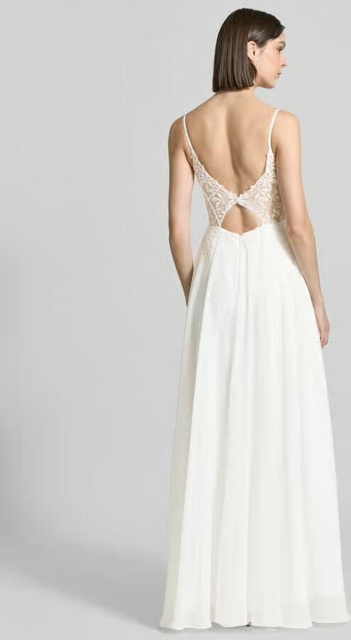 LUXUAR FASHION maxi-jurk van chiffon met stitchings en loopsplit - Foto 3