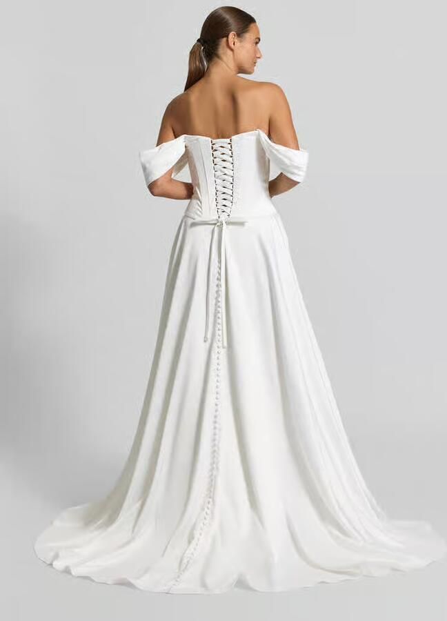 LUXUAR FASHION Bruidjurk van satijn met draperieën - Foto 2
