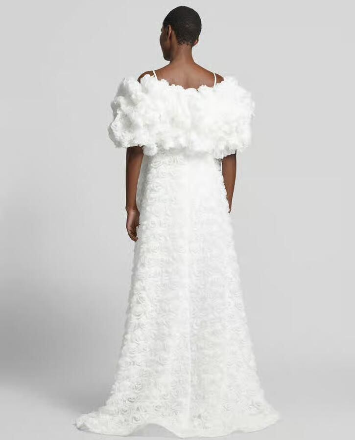 LUXUAR FASHION Bruidscape in maxilengte met florale siergarnering - Foto 3