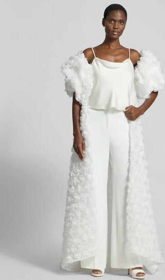 LUXUAR FASHION Bruidscape in maxilengte met florale siergarnering - Foto 6