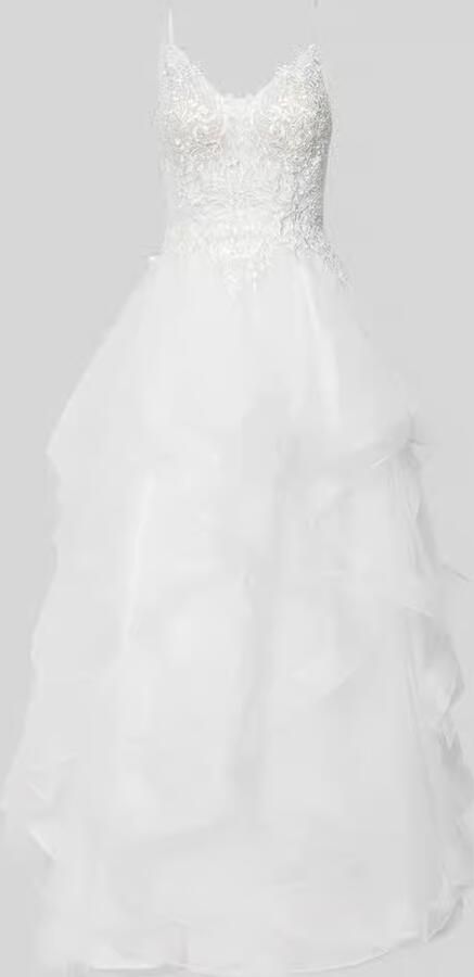 LUXUAR FASHION Bruidsjurk met details met volumineuze rokvolants - Foto 2