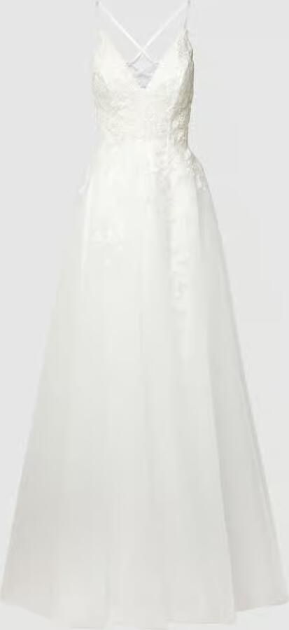 LUXUAR FASHION Bruidsjurk met halftransparant bloemenborduursel - Foto 2