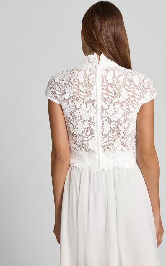 LUXUAR FASHION Bruidsspitsentop met opstaande kraag - Foto 2