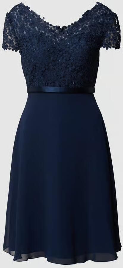 LUXUAR FASHION Cocktailjurk met siersteentjes en bloemenborduursels - Foto 2