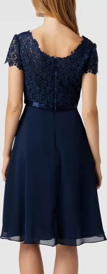 LUXUAR FASHION Cocktailjurk met siersteentjes en bloemenborduursels